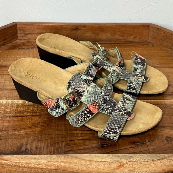 Vionic Shoes - VIONIC Radia Low Wedge Leather Sandals Size 8